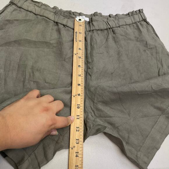 Purejill Garment Dyed Linen Olive Green Shorts Women's Medium NWT 100% Linen - Picture 11 of 12